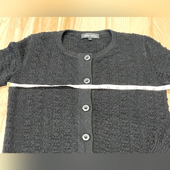 ETNIKO 100% Baby Alpaca Long Sleeve Cardigan Sweater - Black, Size S - Picture 13 of 15